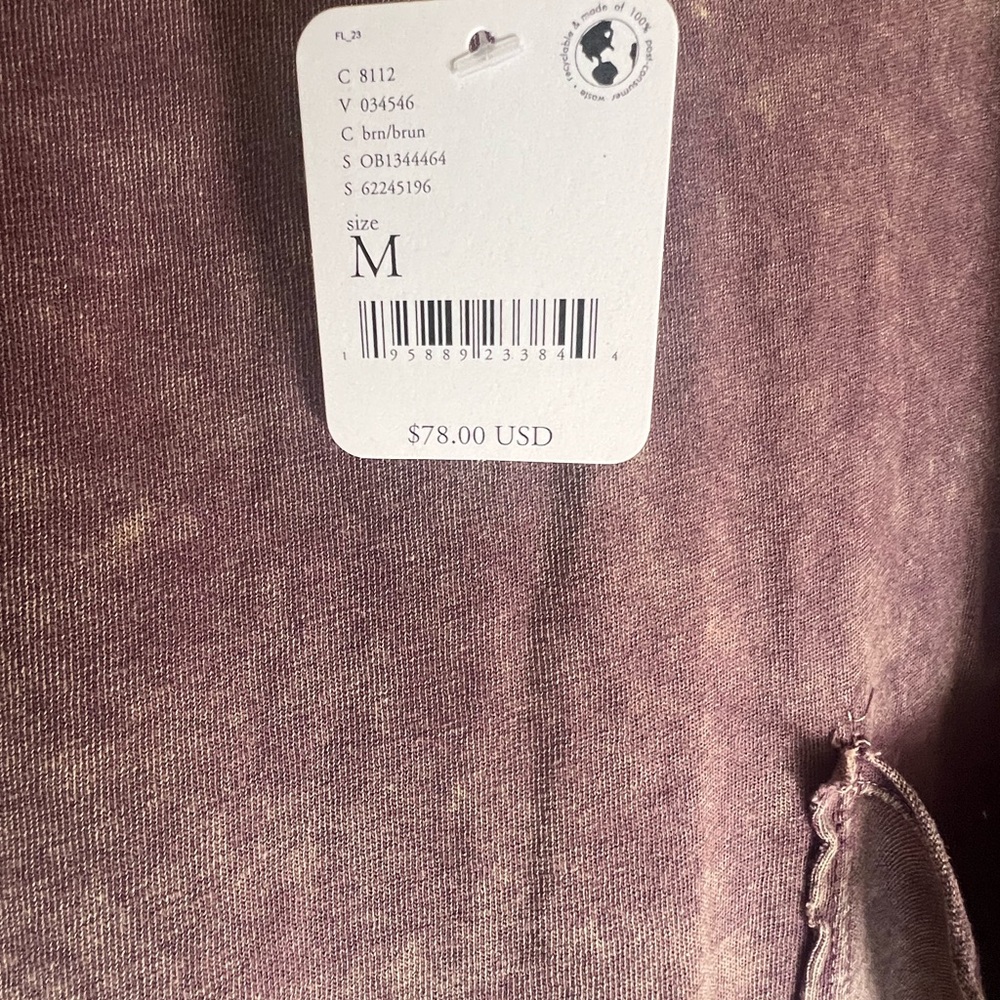 We the Free People Wine Purple & SOFT BROWN ACID wash Sleeve Seamed Boxy - Picture 4 of 17